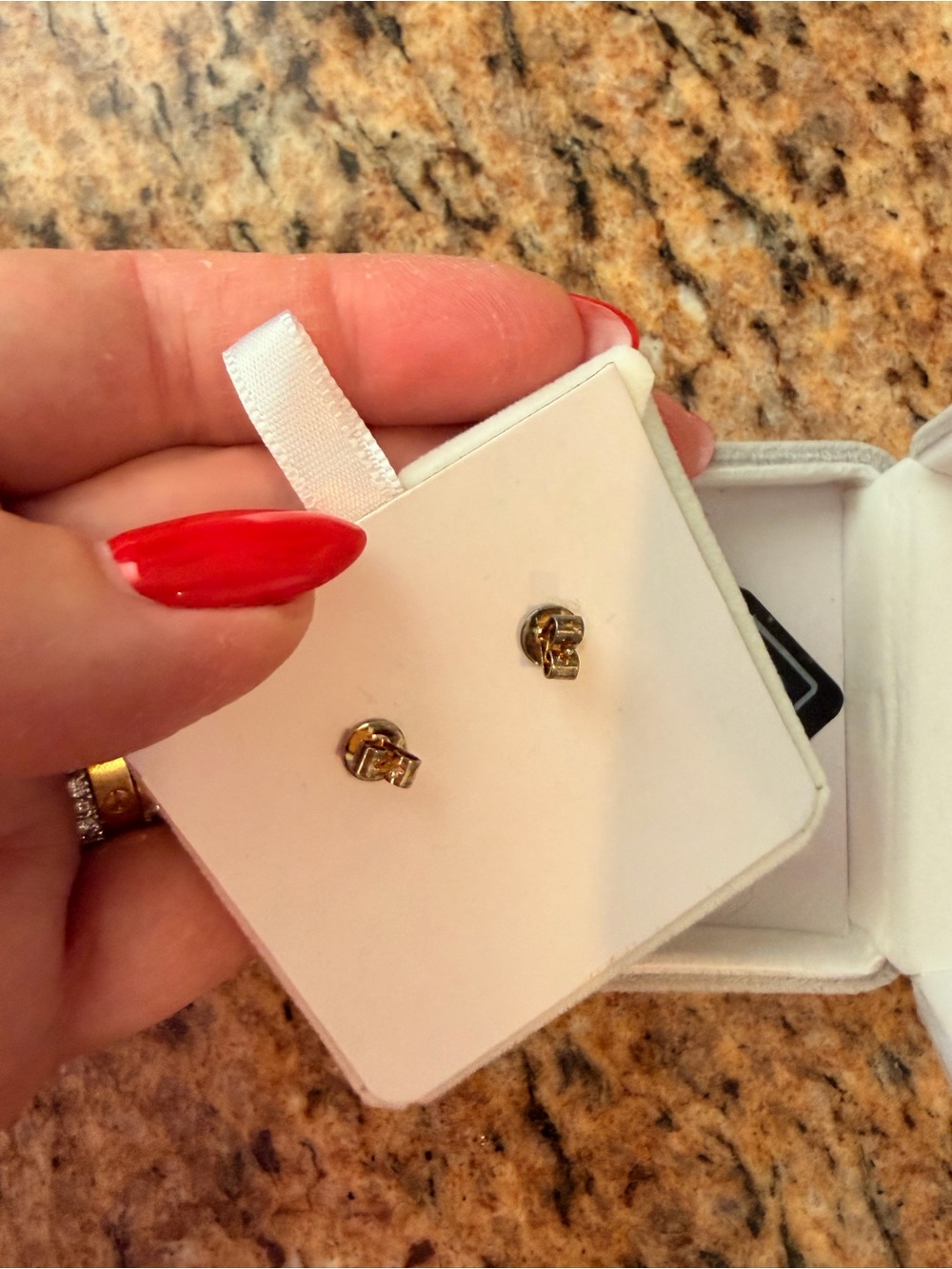 Alexa Leigh “Jordan” Earrings Oval & Circle Studs Pair Vermeil in Box - Picture 9 of 10